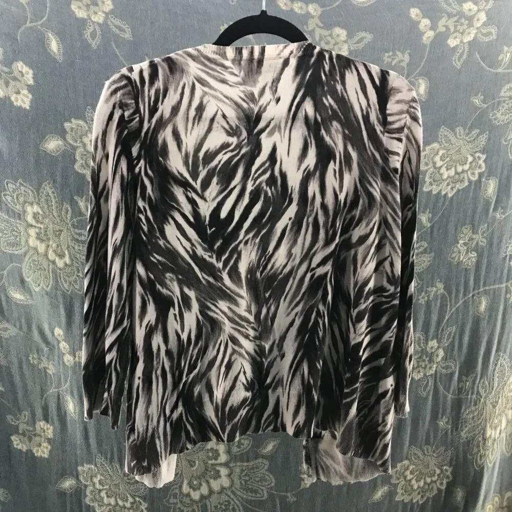 Talbots black & white lightweight sweater cardigan button up size Lp - Picture 3 of 3